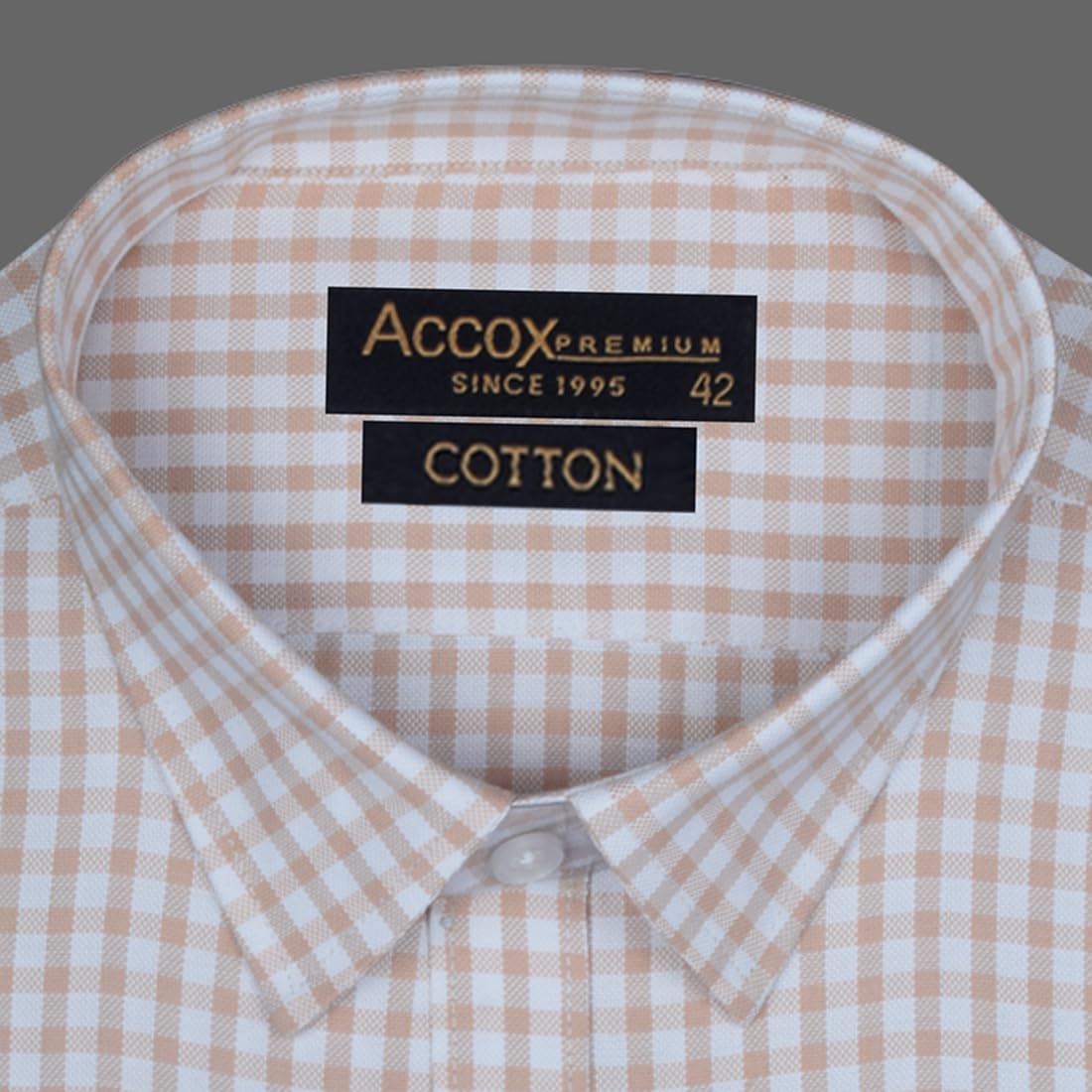 Accox Men's Cotton Checkered Formal Shirt (B0CX2573D4)