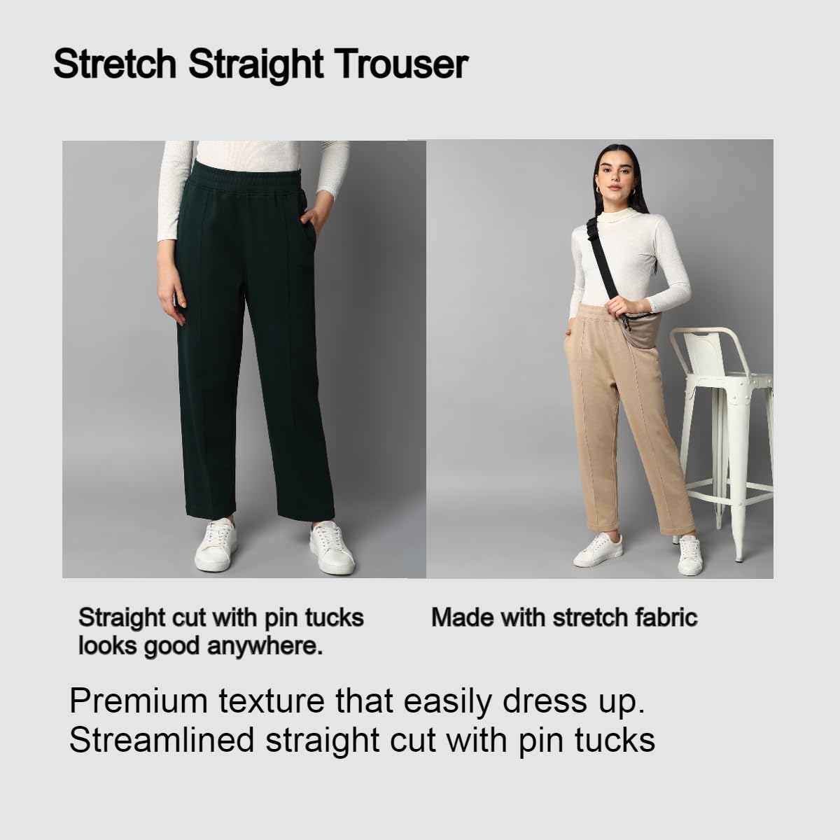 Alan Jones Clothing Women Solid Stretch Staight Pants