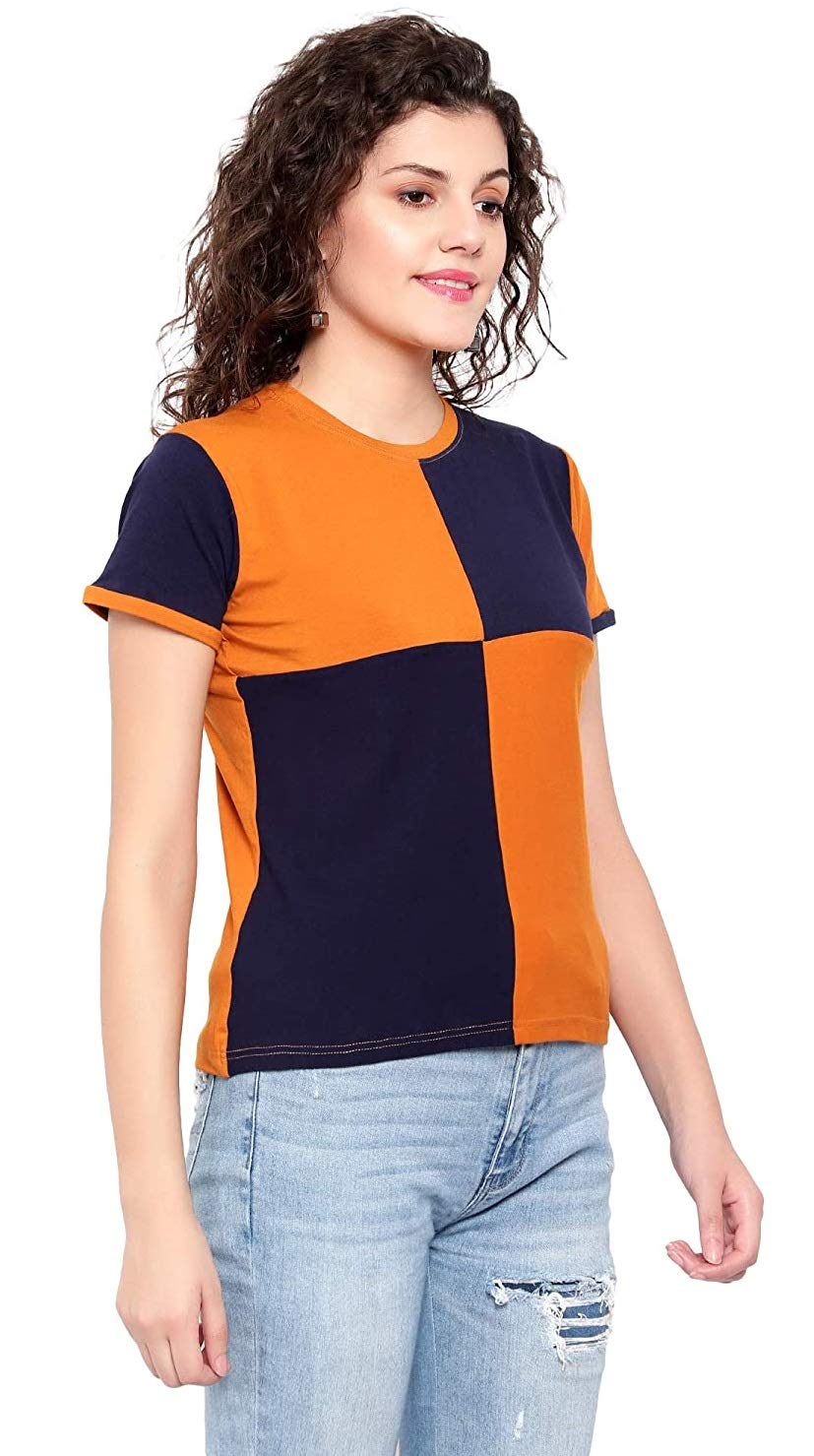 GRECIILOOKS Women's New Check Plain Lycra 3/4 Sleeve Regular Fit Top