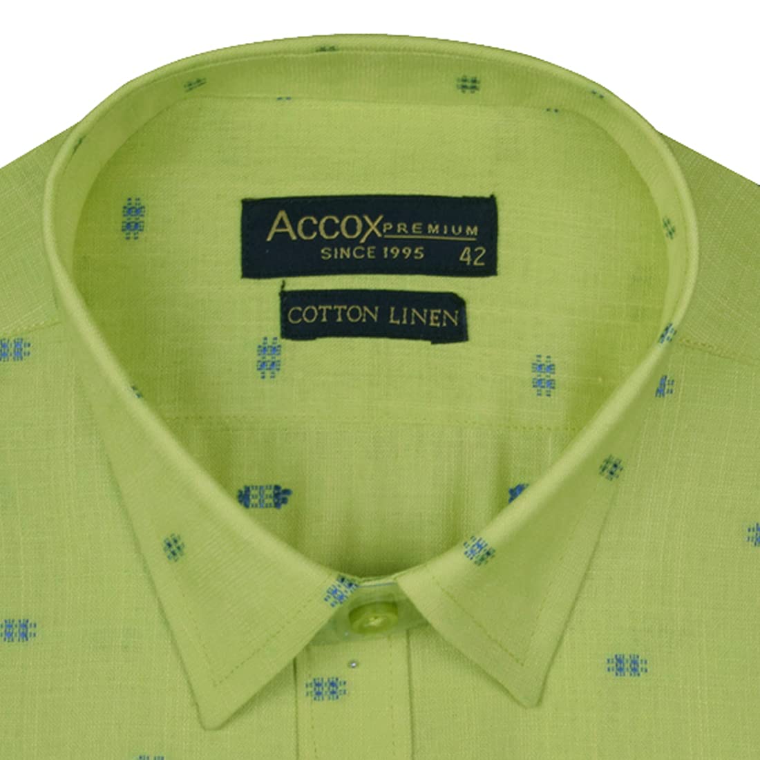 Accox Men's Cotton Linen Printed Formal Shirt (B098F8XB9Z)