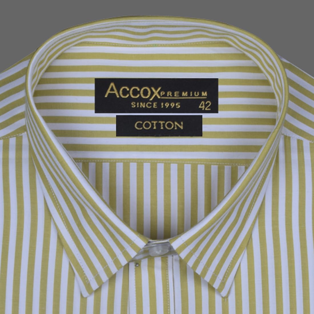 Accox Men's Cotton Striped Formal Shirt (B0CZDXDWWR)
