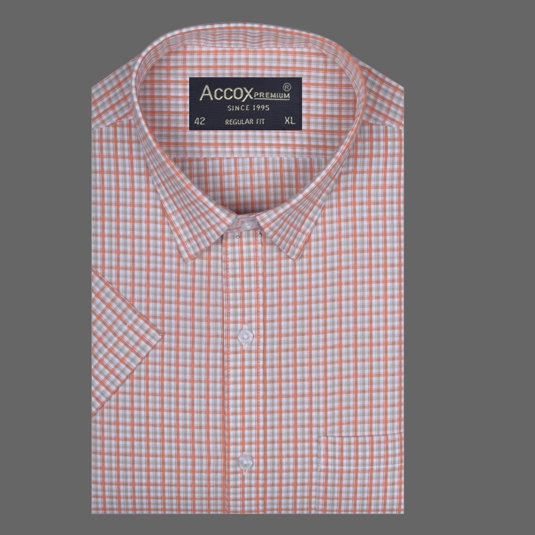 ACCOX Men's Breathable Cotton Half Sleeves Checkered Regular Fit Formal Shirt for Men (O_GCR405)