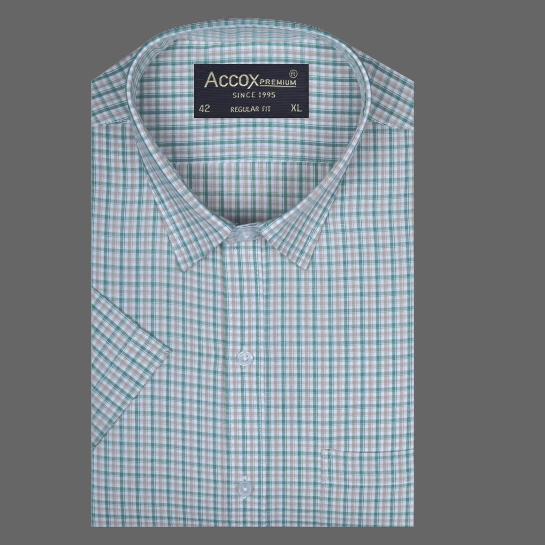 ACCOX Men's Breathable Cotton Half Sleeves Checkered Regular Fit Formal Shirt for Men (O_GCR404)