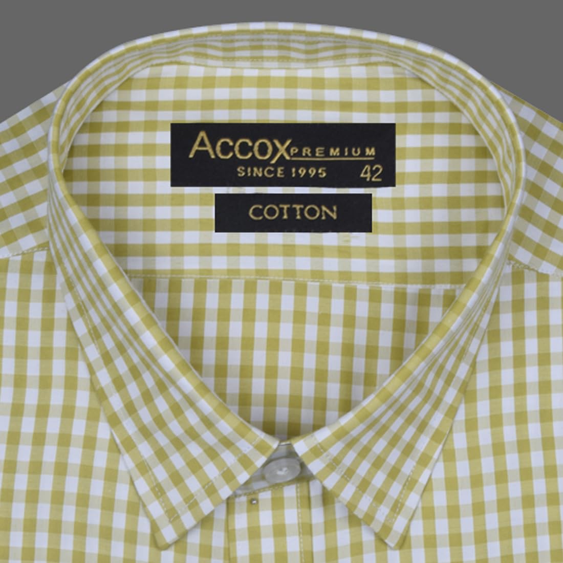 Accox Men's Cotton Checkered Formal Shirt (B0CZDZM772)