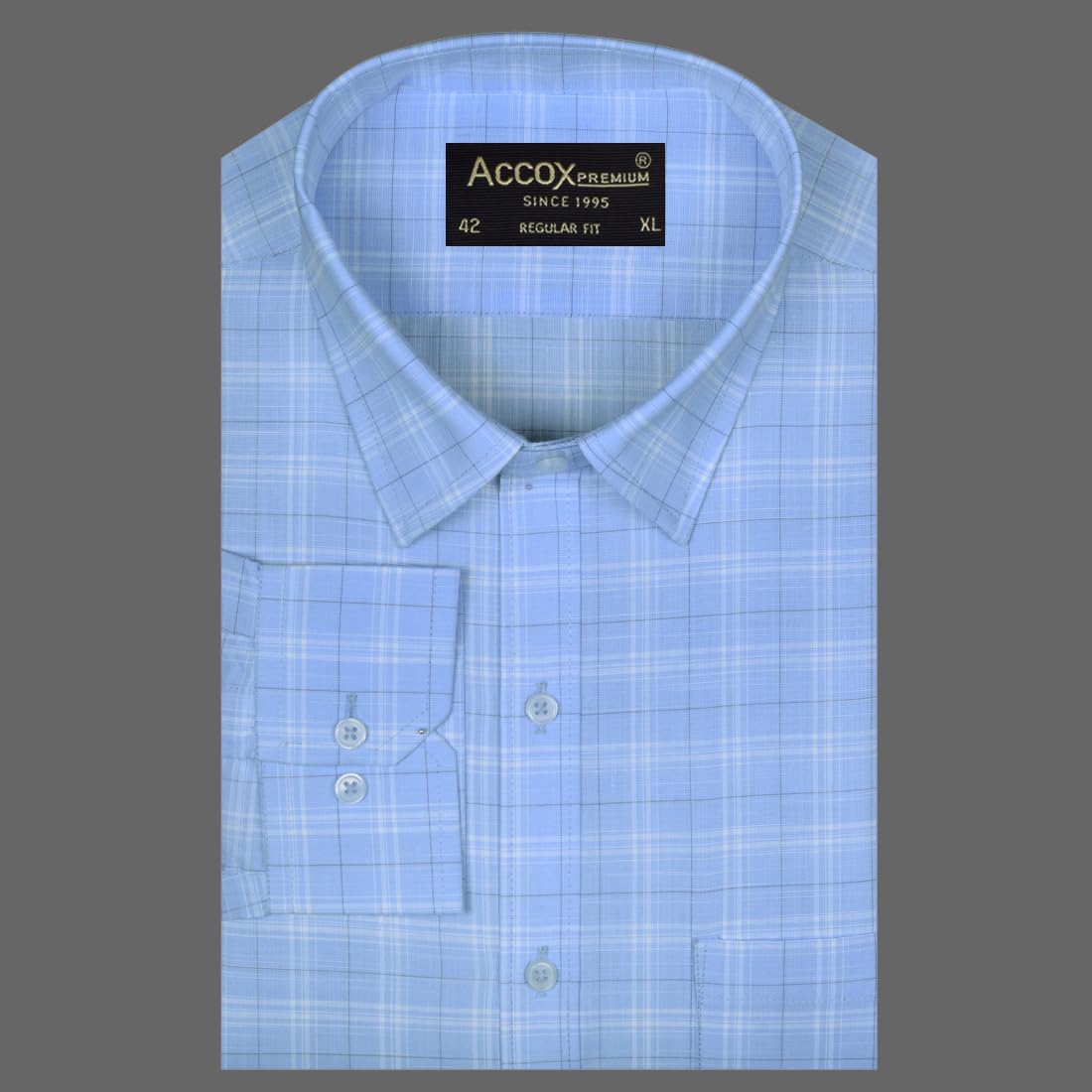 ACCOX Men's Breathable Cotton Full Long Sleeves Checkered Regular Fit Formal Shirt for Men (O_GCR397)