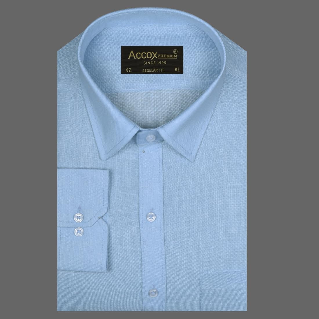 ACCOX Men's Breathable Cotton Linen Full Sleeves Regular Fit Plain Formal Shirt for Men (S_GCR370)