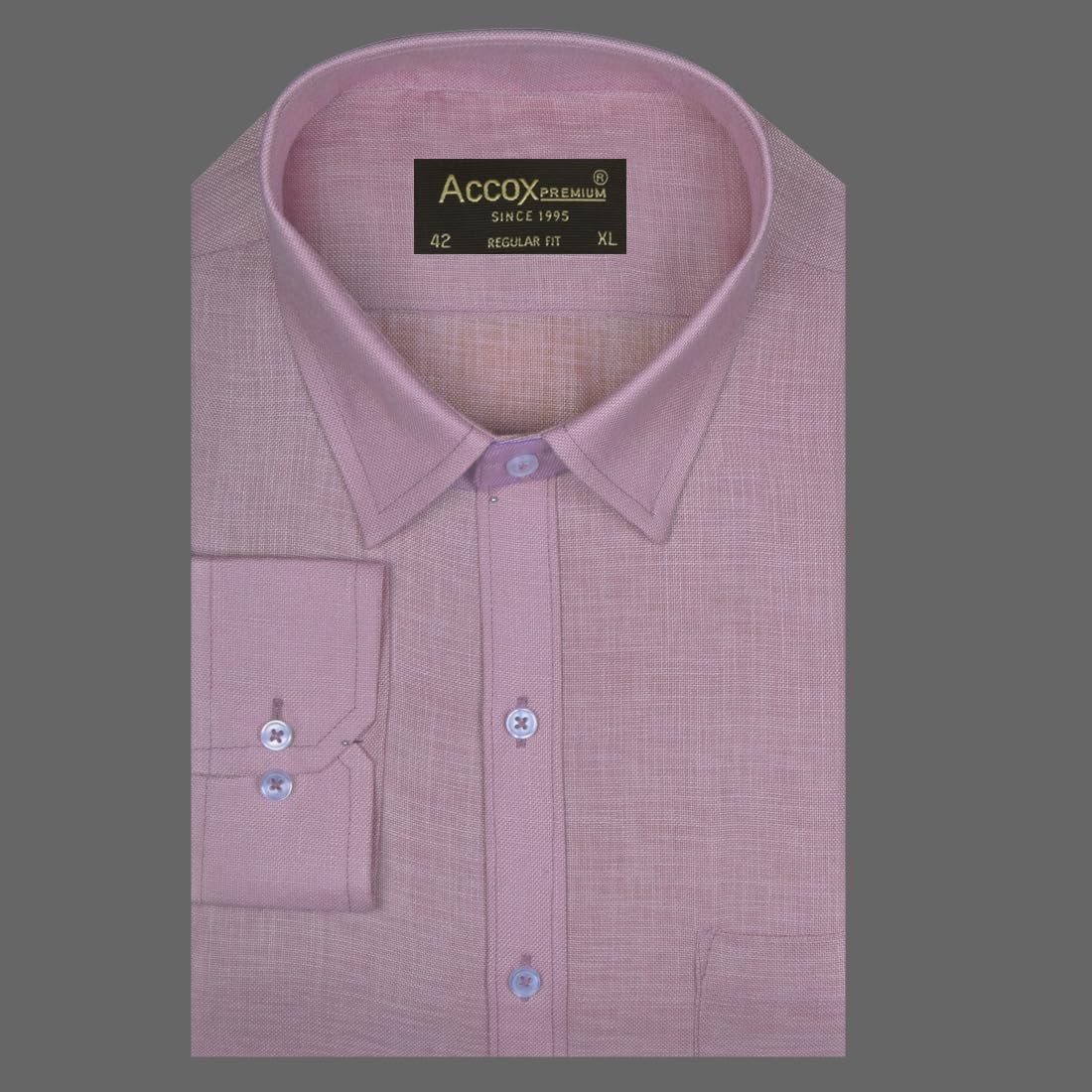 ACCOX Men's Breathable Cotton Linen Full Sleeves Regular Fit Plain Formal Shirt for Men (S_GCR373)