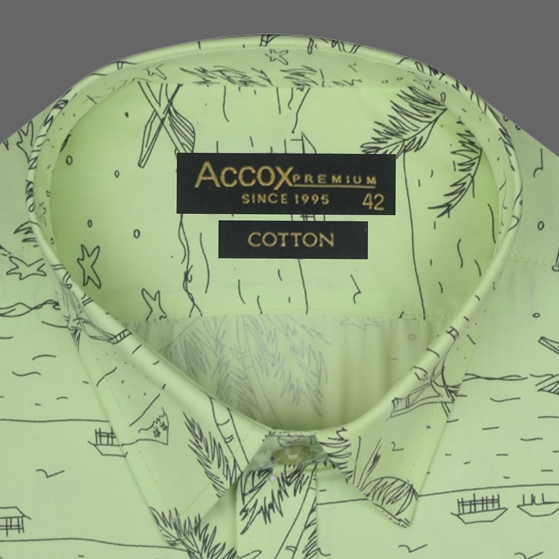 Accox Men's Cotton Printed Formal Shirt (B0D5VM17GW)