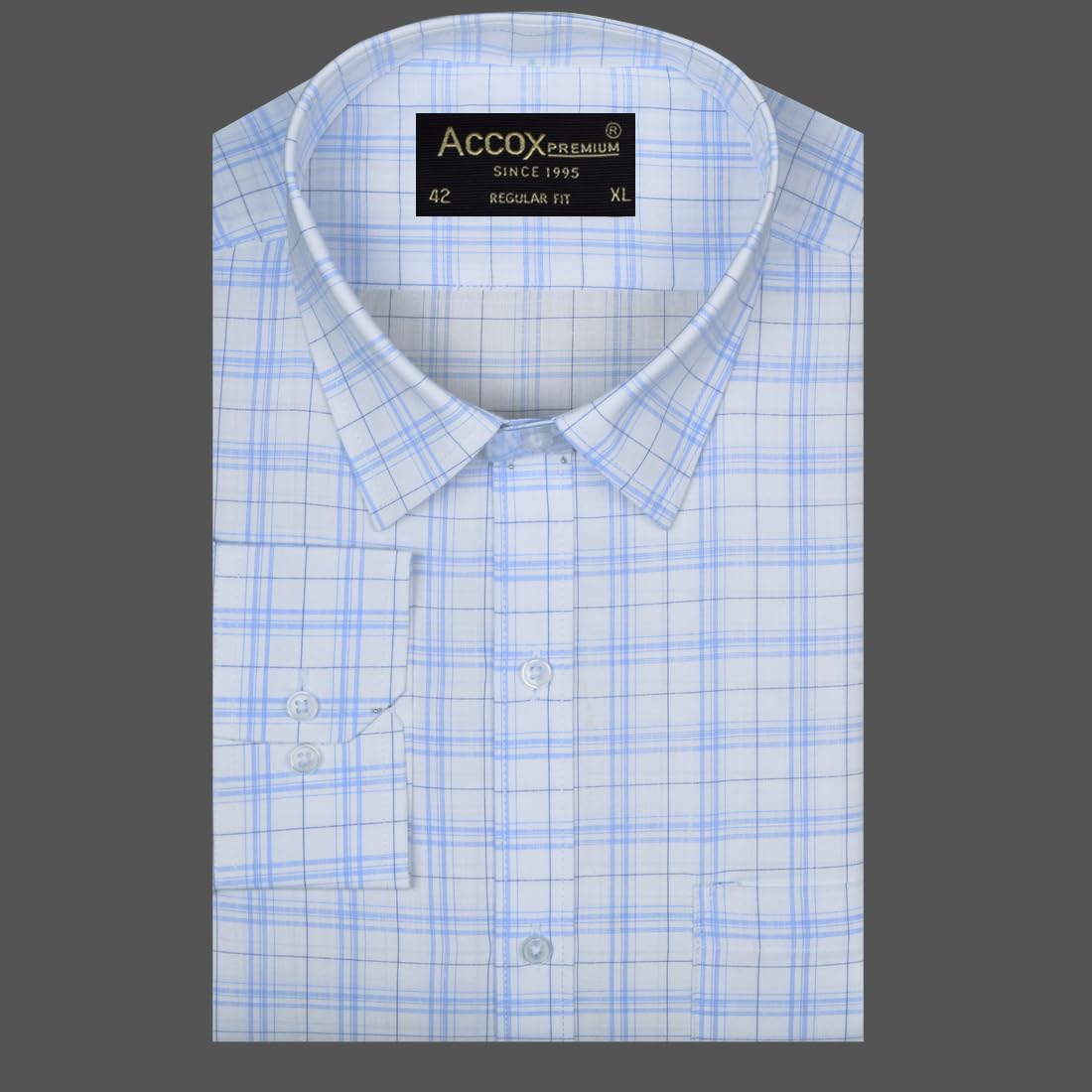 ACCOX Men's Breathable Cotton Full Long Sleeves Checkered Regular Fit Formal Shirt for Men (O_GCR396)