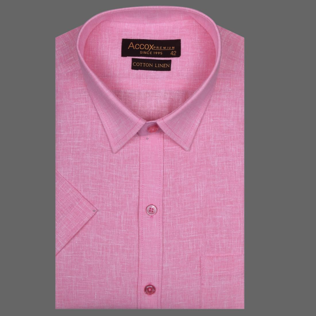 Accox Men's Cotton Linen Plain Formal Shirt (B0CVRR7DW8)