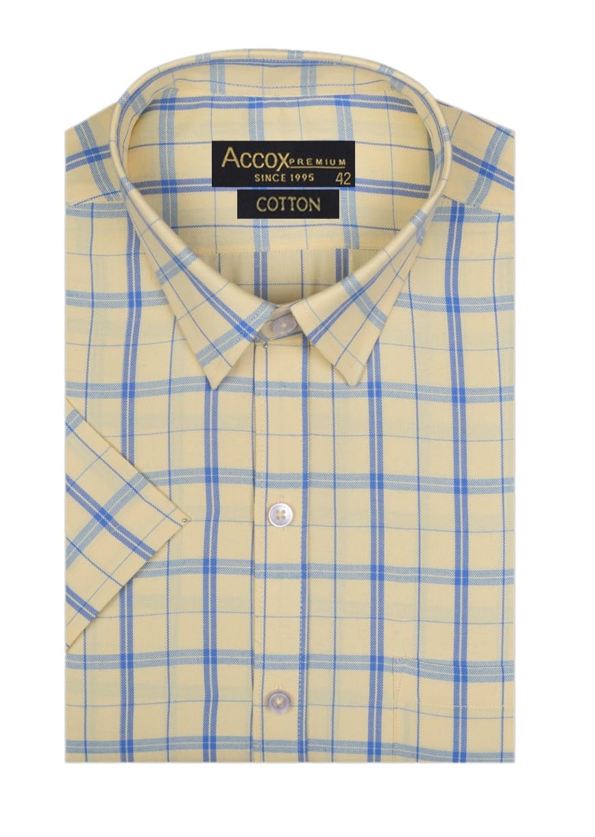 Accox Men's Cotton Checkered Formal Shirt (B0CY8NFGHW)
