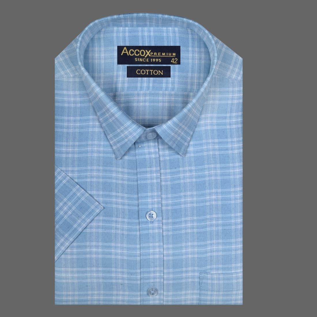 Accox Men's Cotton Checkered Formal Shirt (B0D7Z91V32)