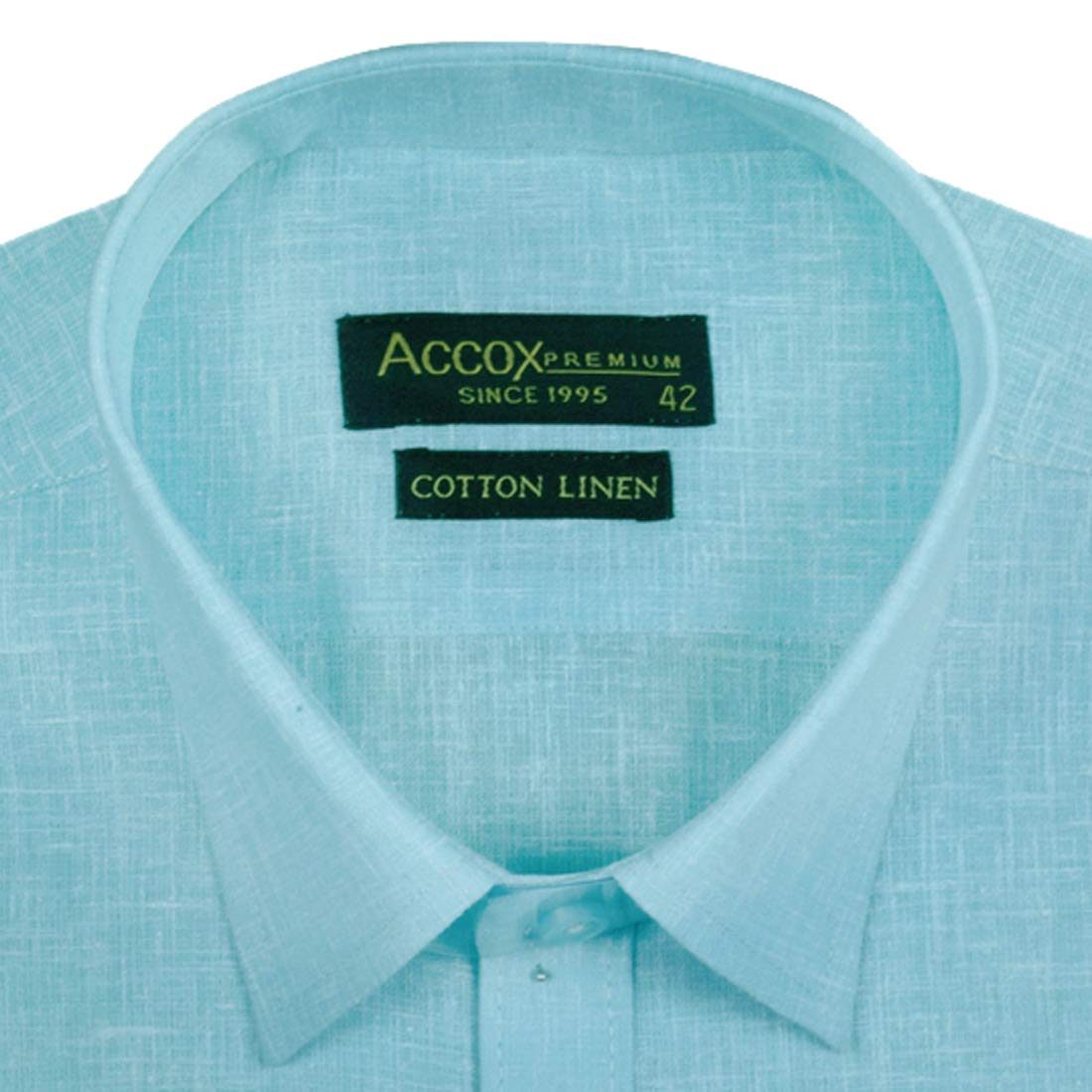 ACCOX Men's Half Sleeves Formal Regular Fit Cotton Linen Shirt(GO524)(Ocean Blue)