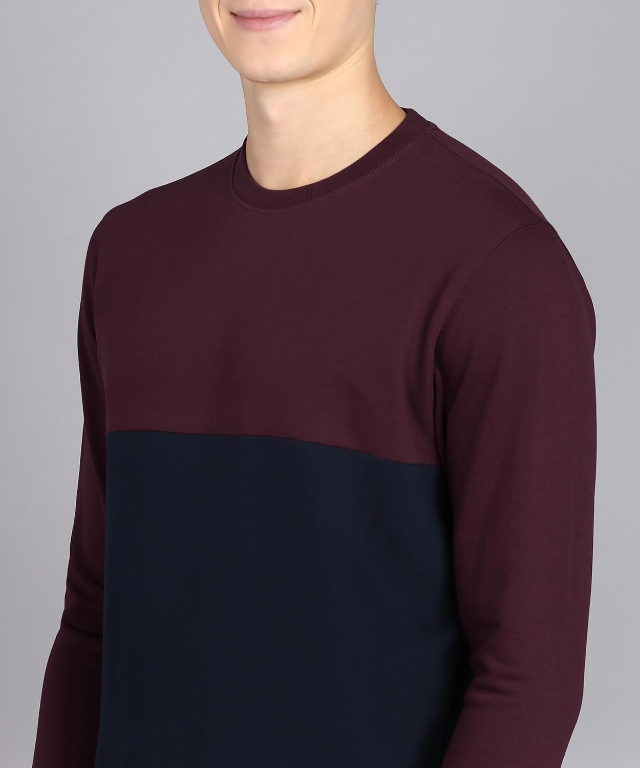 Alan Jones Clothing Men's Crew Neck Colorblock Pure Cotton Sweatshirt