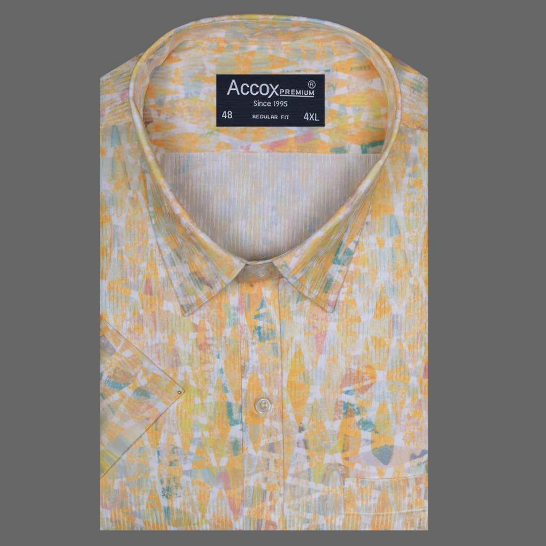 ACCOX Men's Breathable Plus Size Cotton Half Sleeves Regular Fit Printed Formal Shirt for Men (O_GCR356)