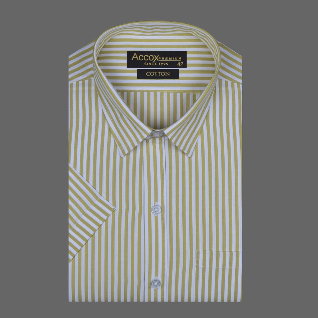 Accox Men's Cotton Striped Formal Shirt (B0CZDXDWWR)