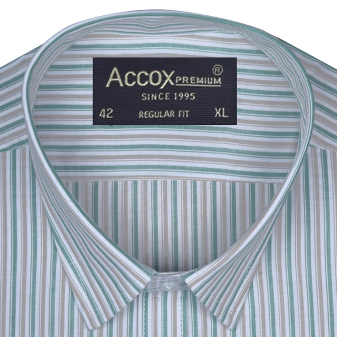 ACCOX Men's Breathable Cotton Half Sleeves Striped Regular Fit Formal Shirt for Men (O_GCR407)