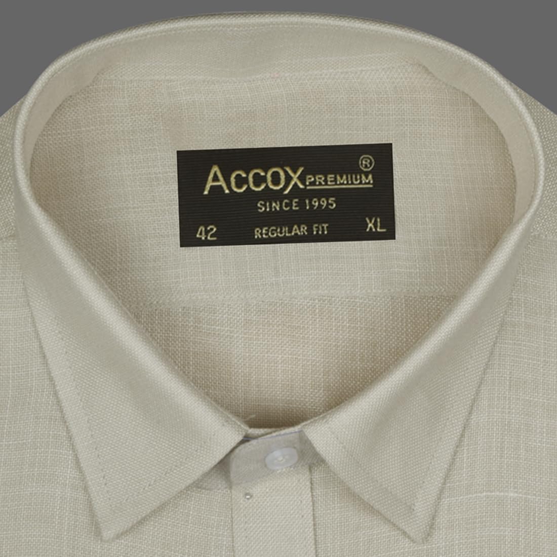 ACCOX Men's Breathable Cotton Linen Full Sleeves Regular Fit Plain Formal Shirt for Men (S_GCR365)
