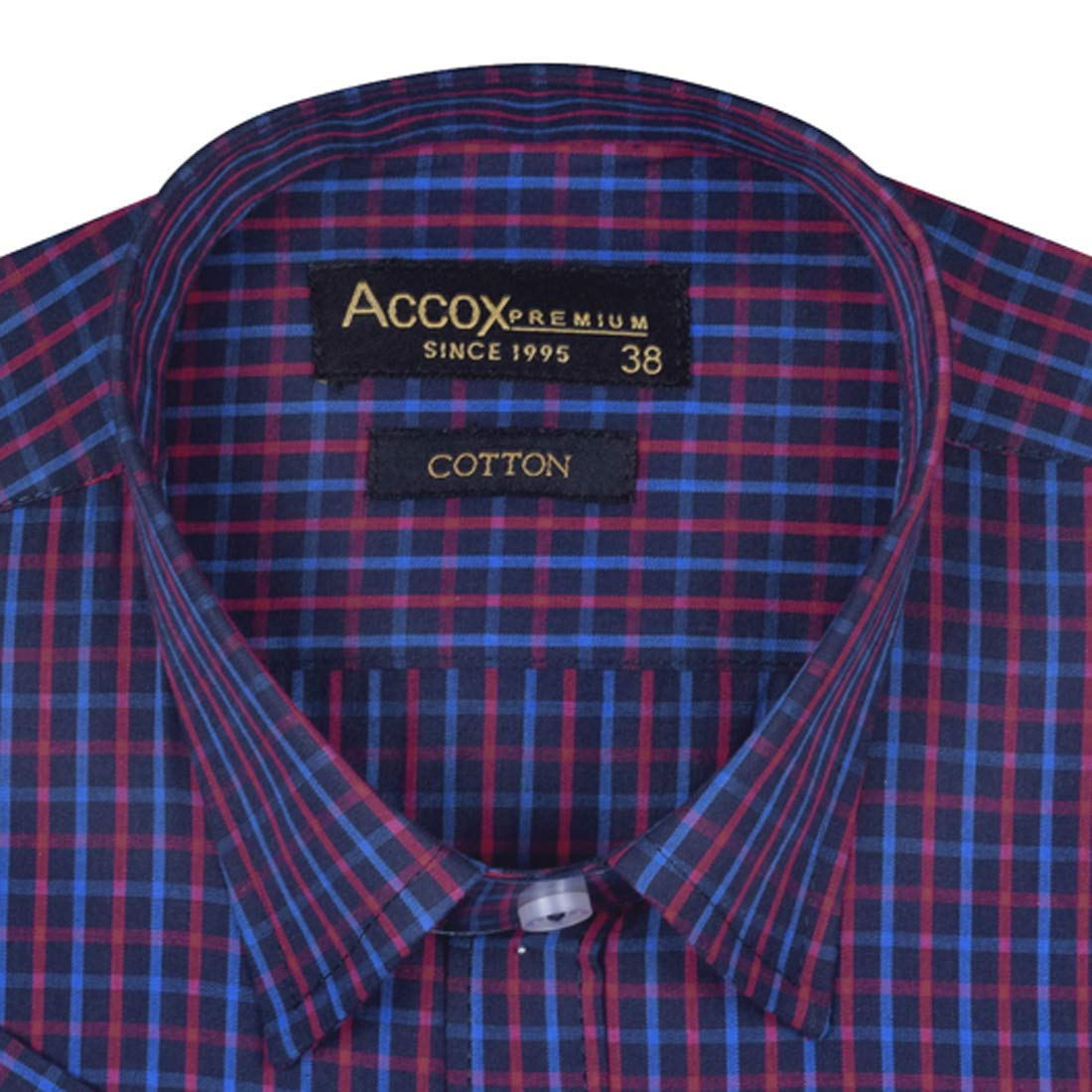 Accox Men's Cotton Checkered Formal Shirt (B08KF5RLJR)