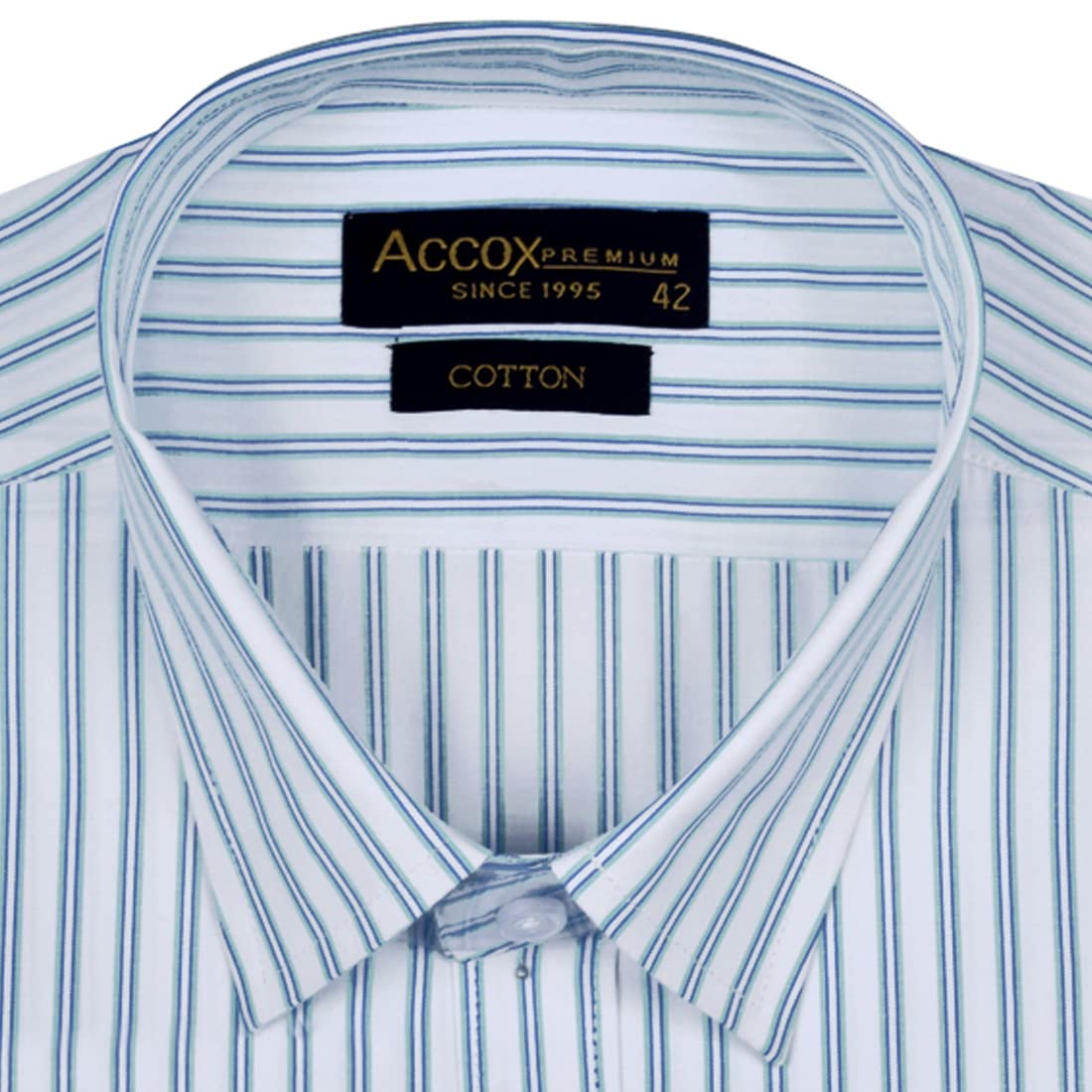 ACCOX Men's Striped Full Long Sleeves Regular Fit Cotton Formal Checkred Shirts(GCR77)