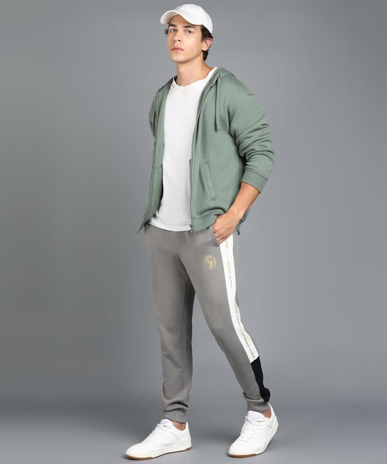 Alan Jones Clothing Men's Solid Joggers with Contrast Panel Joggers Track Pant-4