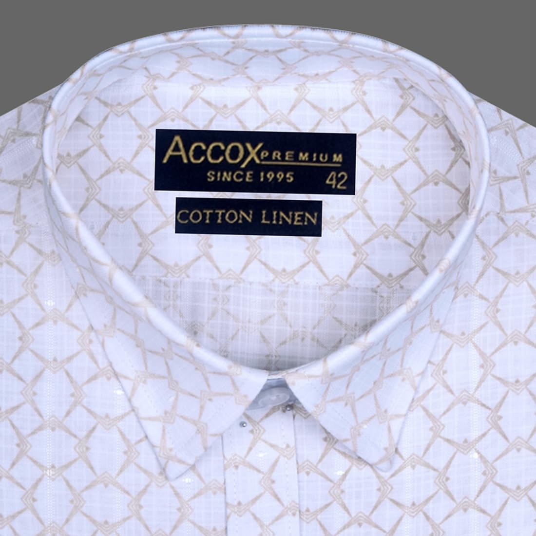 Accox Men's Cotton Linen Printed Formal Shirt (B0D22X9L2V)