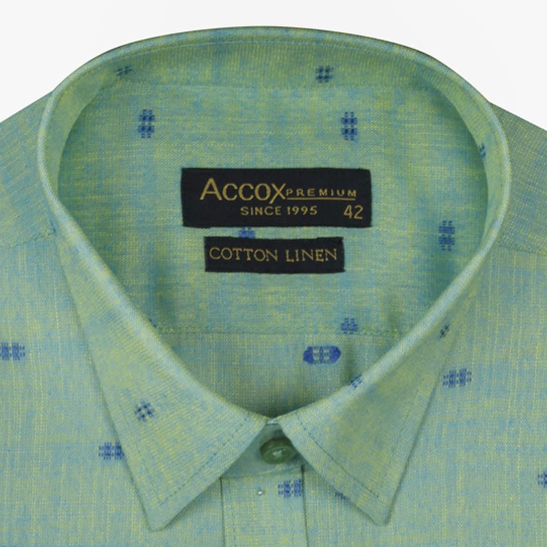 Accox Men's Cotton Linen Printed Formal Shirt (B098F8VJZV)