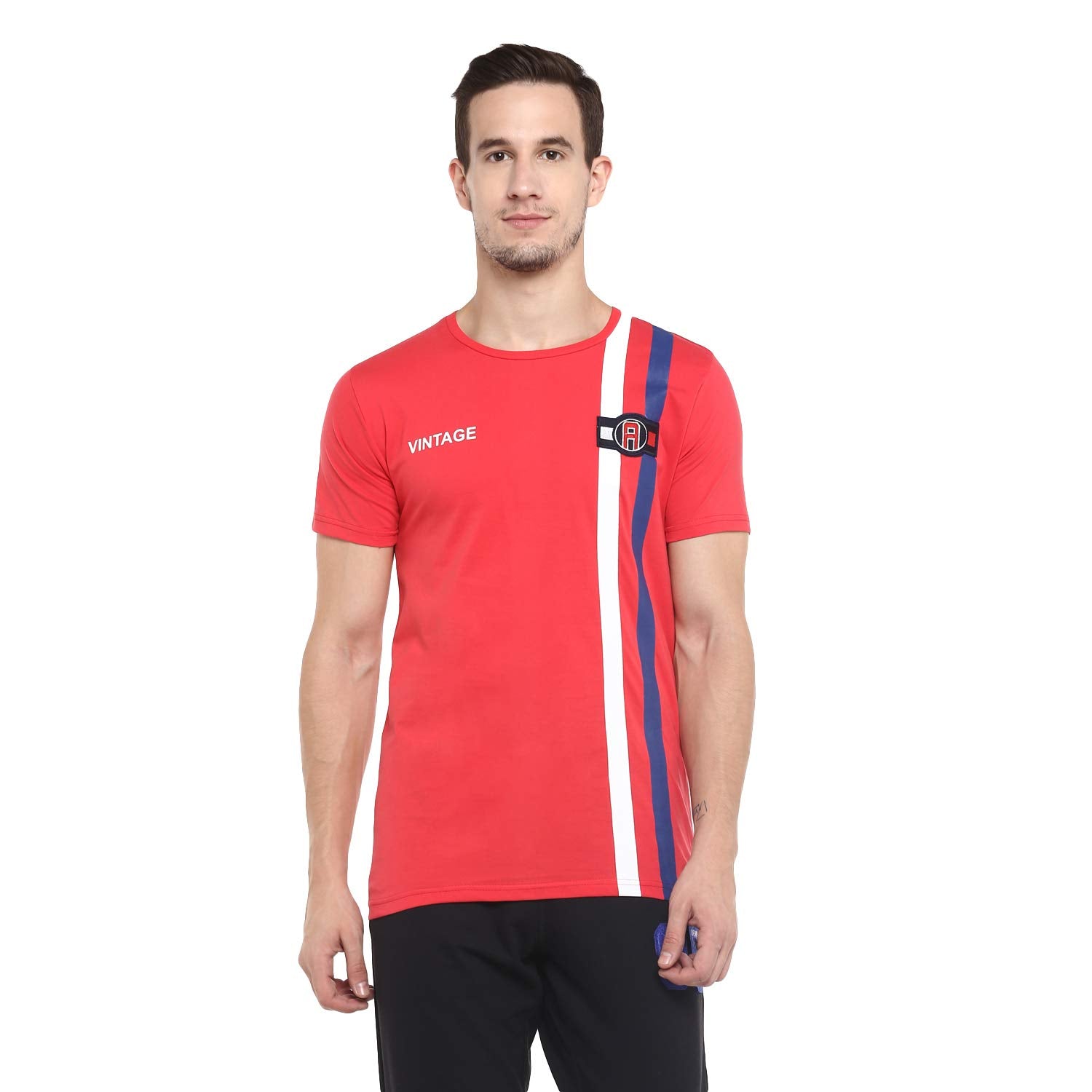 Alan Jones Clothing Men Clothing Printed Lycra Half Sleeves Slim Fit Tshirt-1