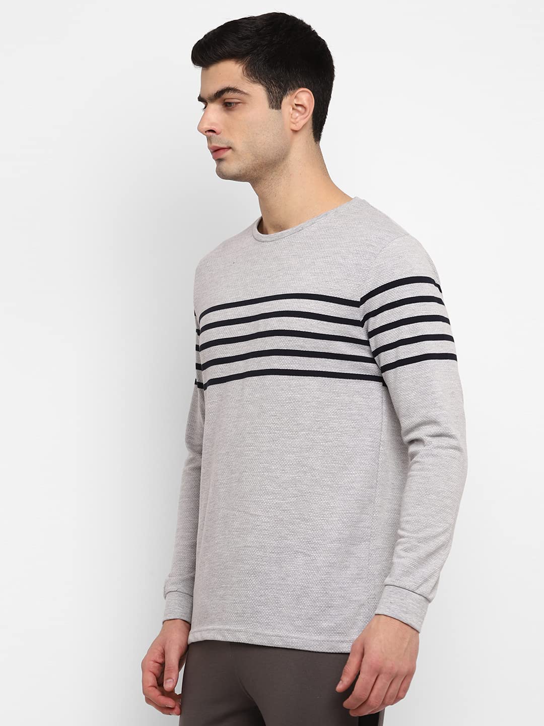 Alan Jones Clothing Men's Striped Full Sleeves Round Neck Regular Fit T-Shirt-2