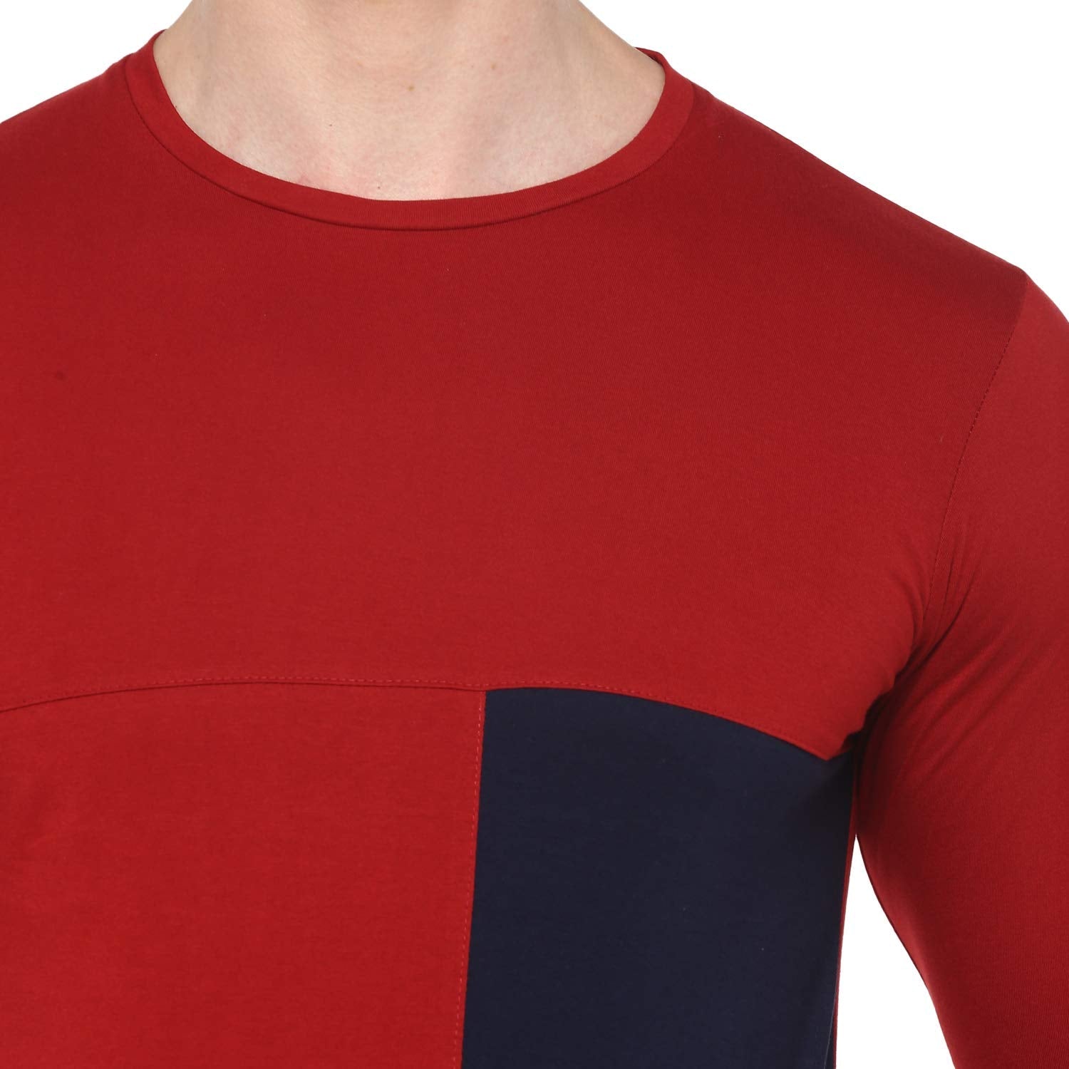 Alan Jones Clothing Men's Slim Fit Lycra Color Block Full Sleeves T-Shirt-5