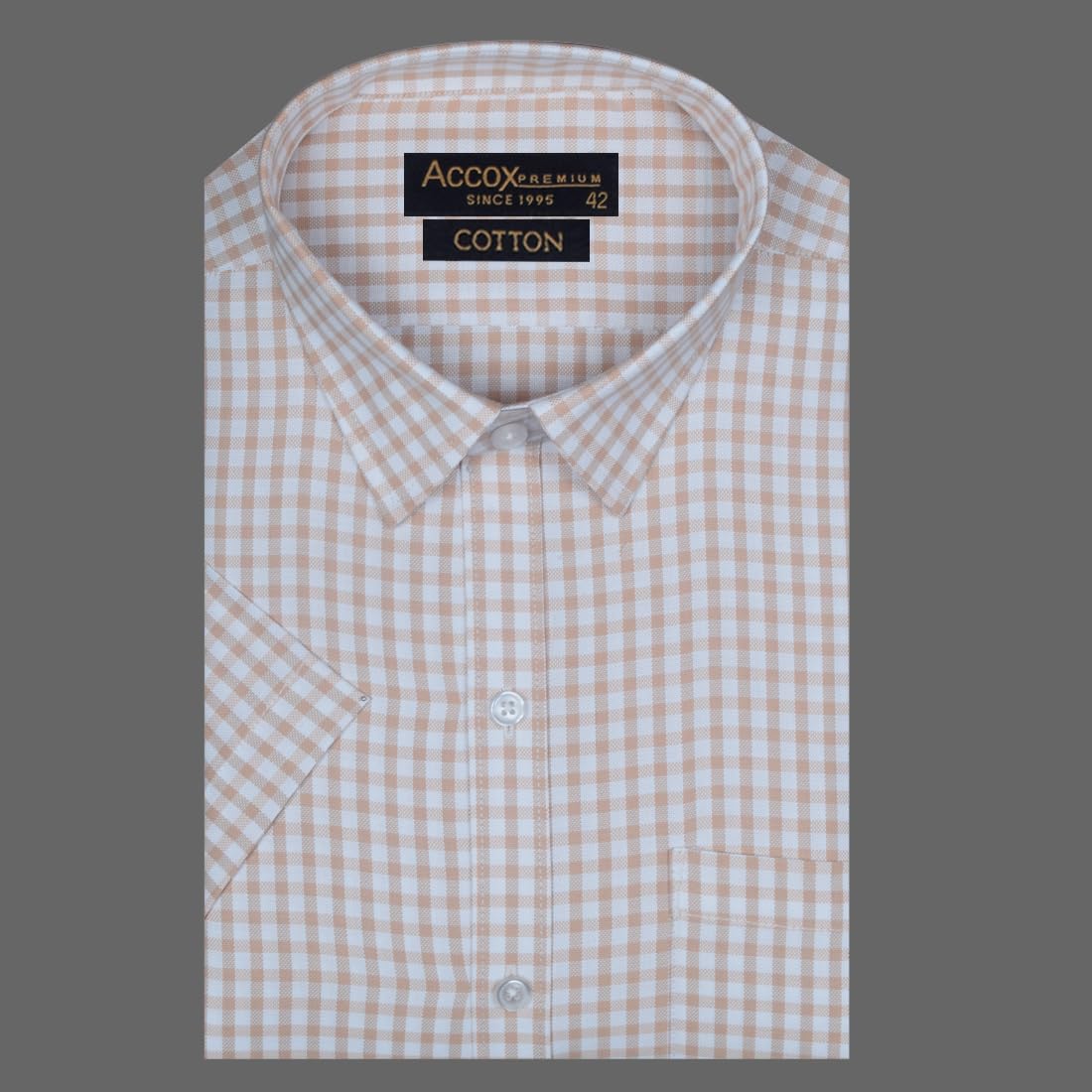 Accox Men's Cotton Checkered Formal Shirt (B0CX2573D4)
