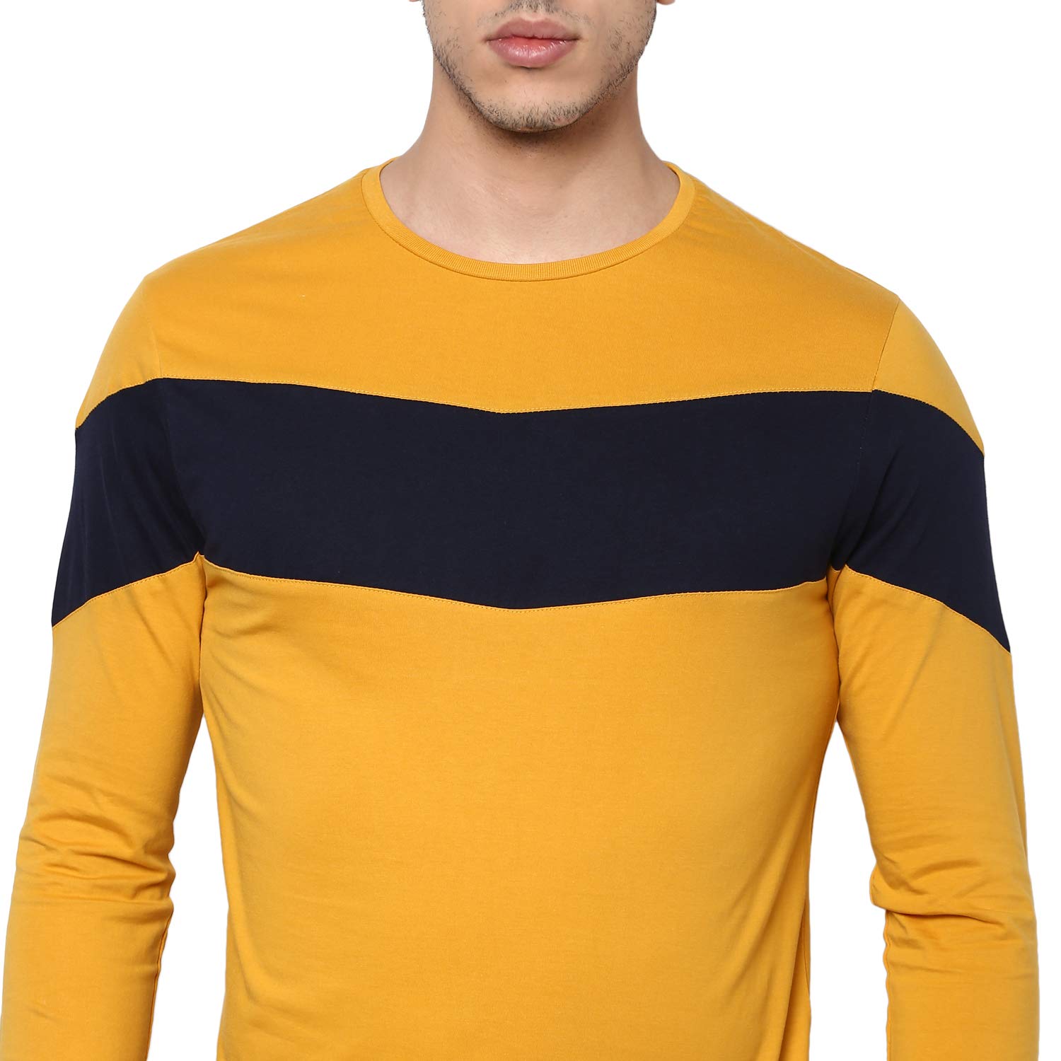 Alan Jones Clothing Men Slim Fit Color Block Stretchable Cotton Full Sleeves T-Shirt-5