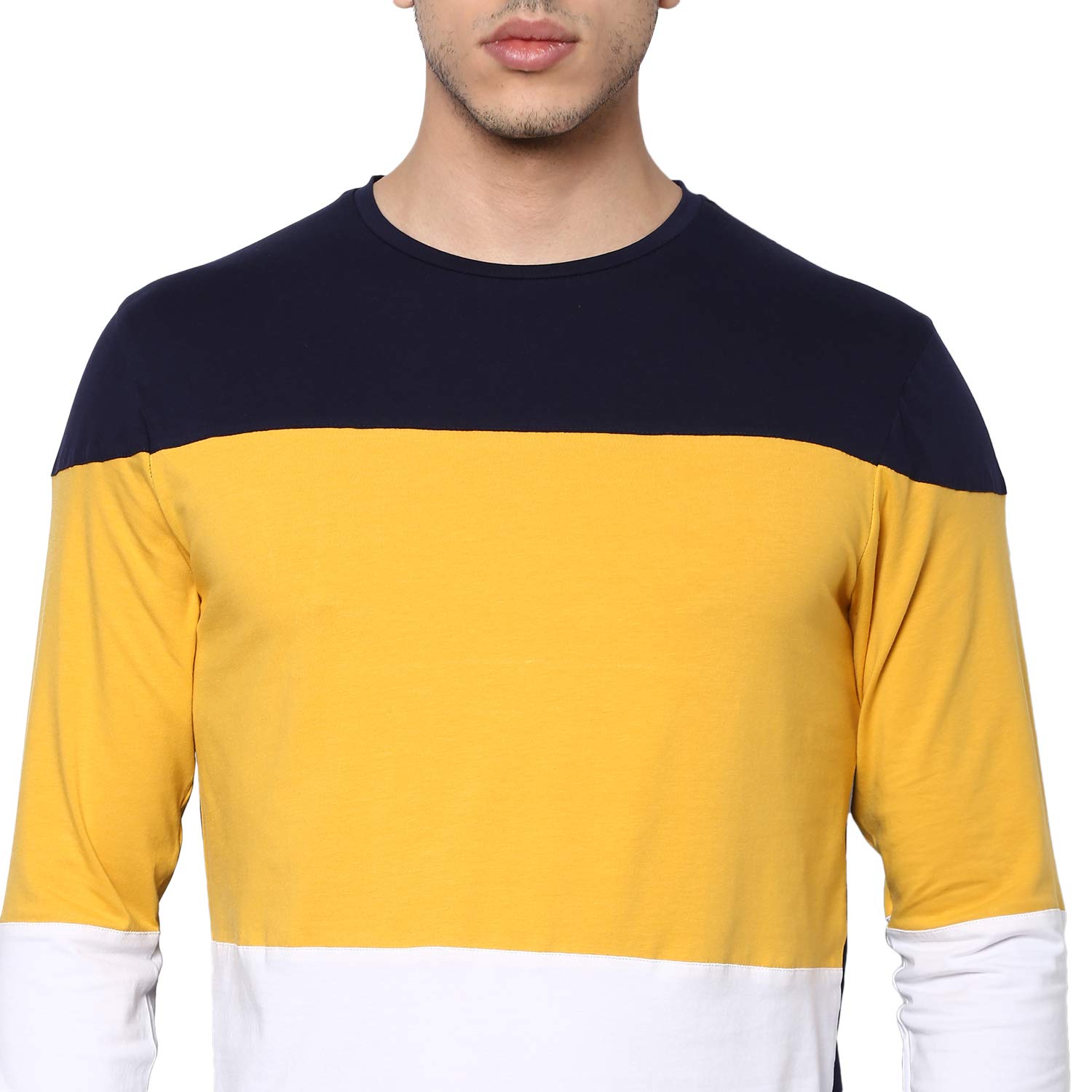 Alan Jones Clothing Men Color Block Slim Fit Stretchable Cotton Full Sleeves T-Shirt-5