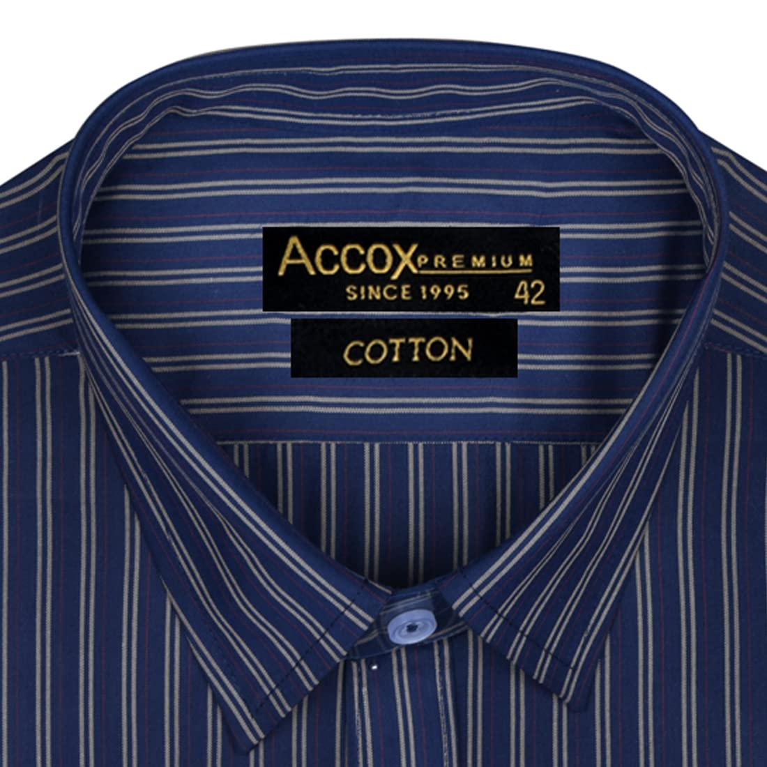 Accox Men's Cotton Striped Formal Shirt (B0BZ4QVJN2)