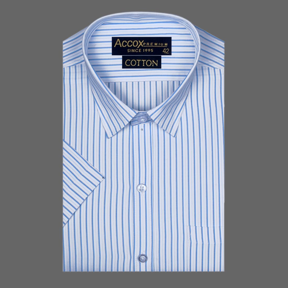 Accox Men's Cotton Striped Formal Shirt (B0CQTJYDTY)