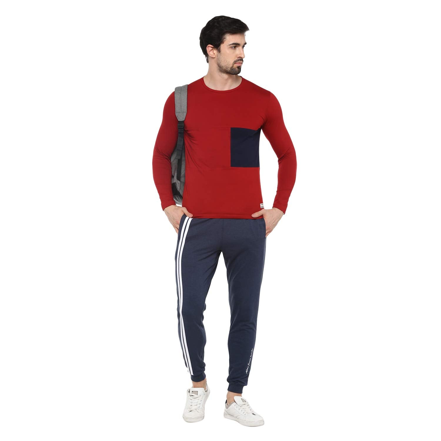 Alan Jones Clothing Men's Slim Fit Lycra Color Block Full Sleeves T-Shirt-4