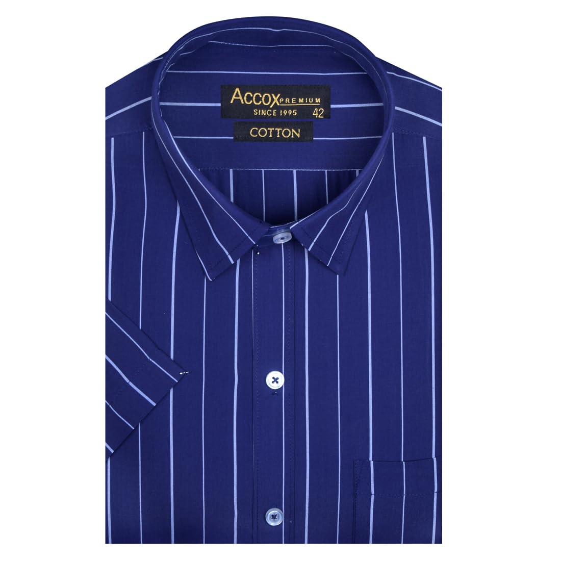 ACCOX Men's Cotton Half Sleeves Striped Regular Fit Formal Shirt for Men(GCR271)