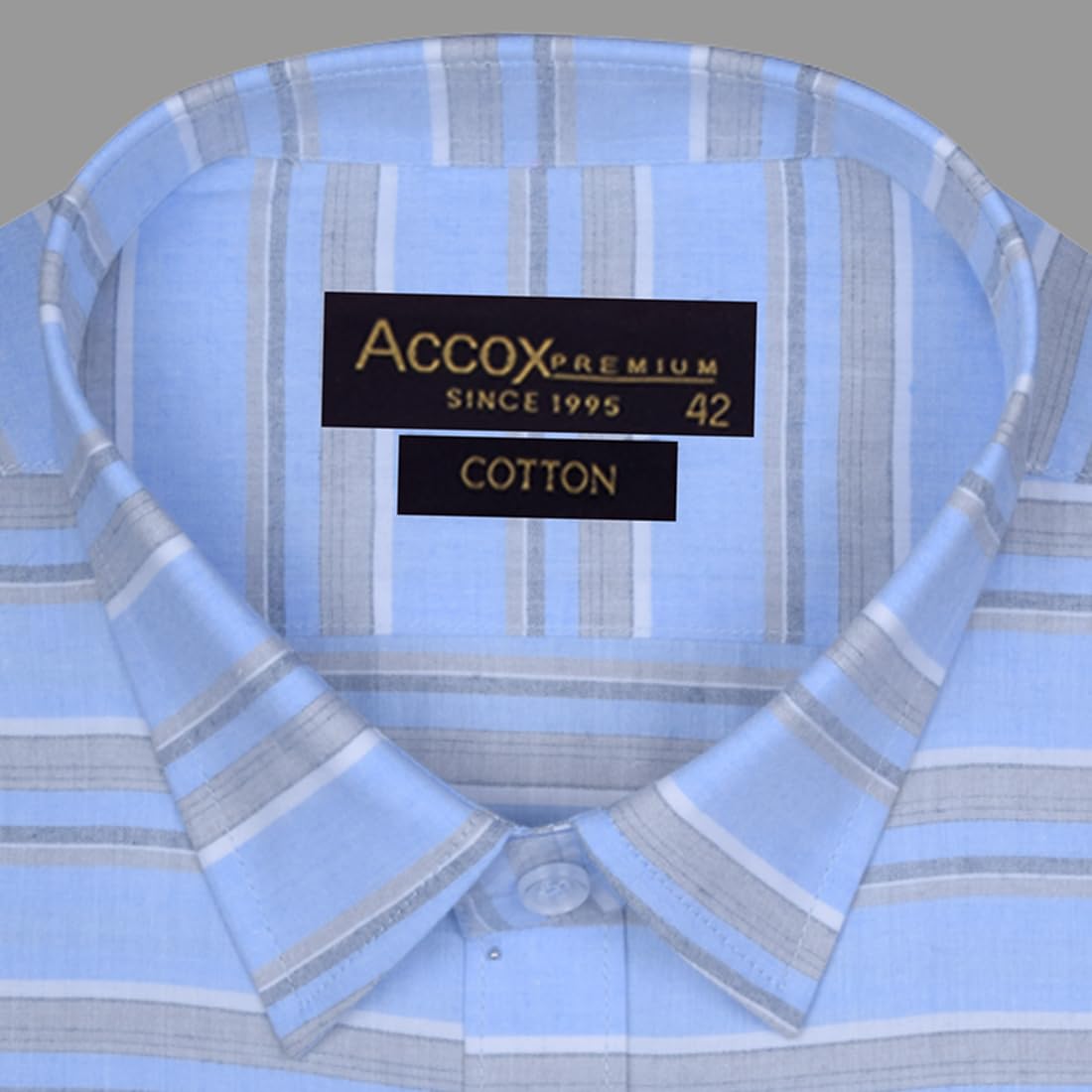 Accox Men's Cotton Striped Formal Shirt (B0CW6CND99)