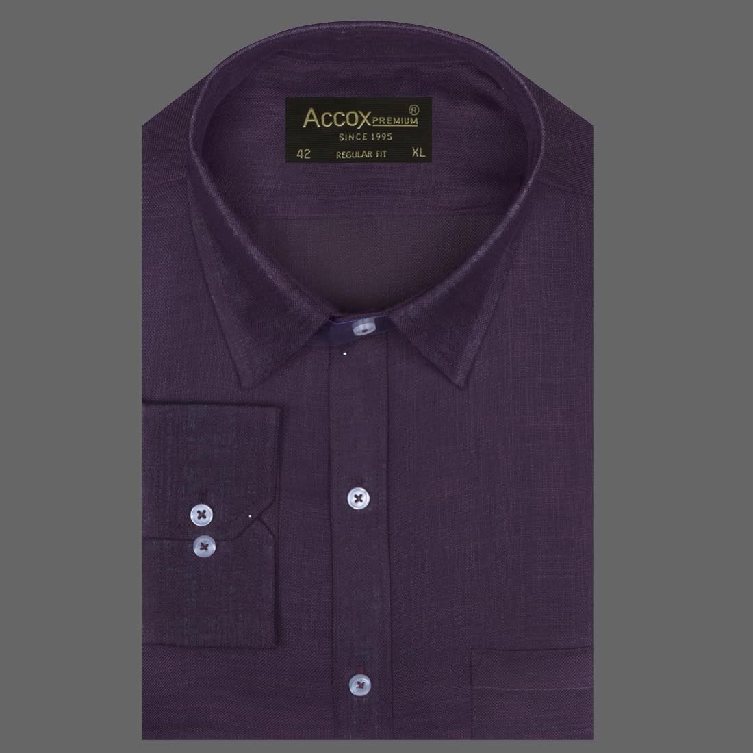 ACCOX Men's Breathable Cotton Linen Full Sleeves Regular Fit Plain Formal Shirt for Men (S_GCR372)