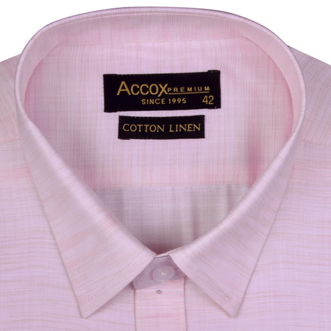 Accox Men's Cotton Linen Plain Formal Shirt (B0C2VTWR1D)