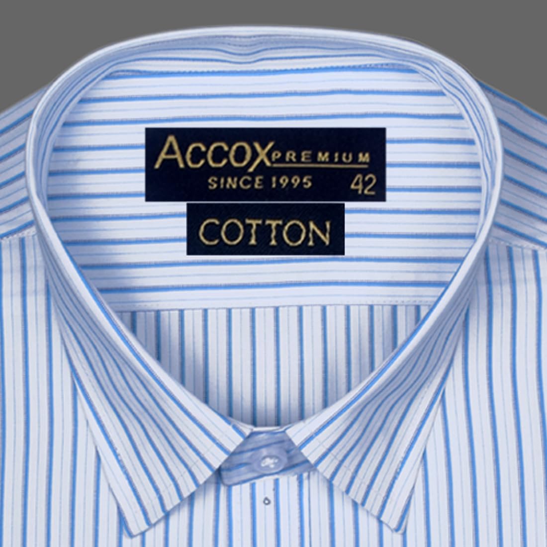 Accox Men's Cotton Striped Formal Shirt (B0CQTJYDTY)