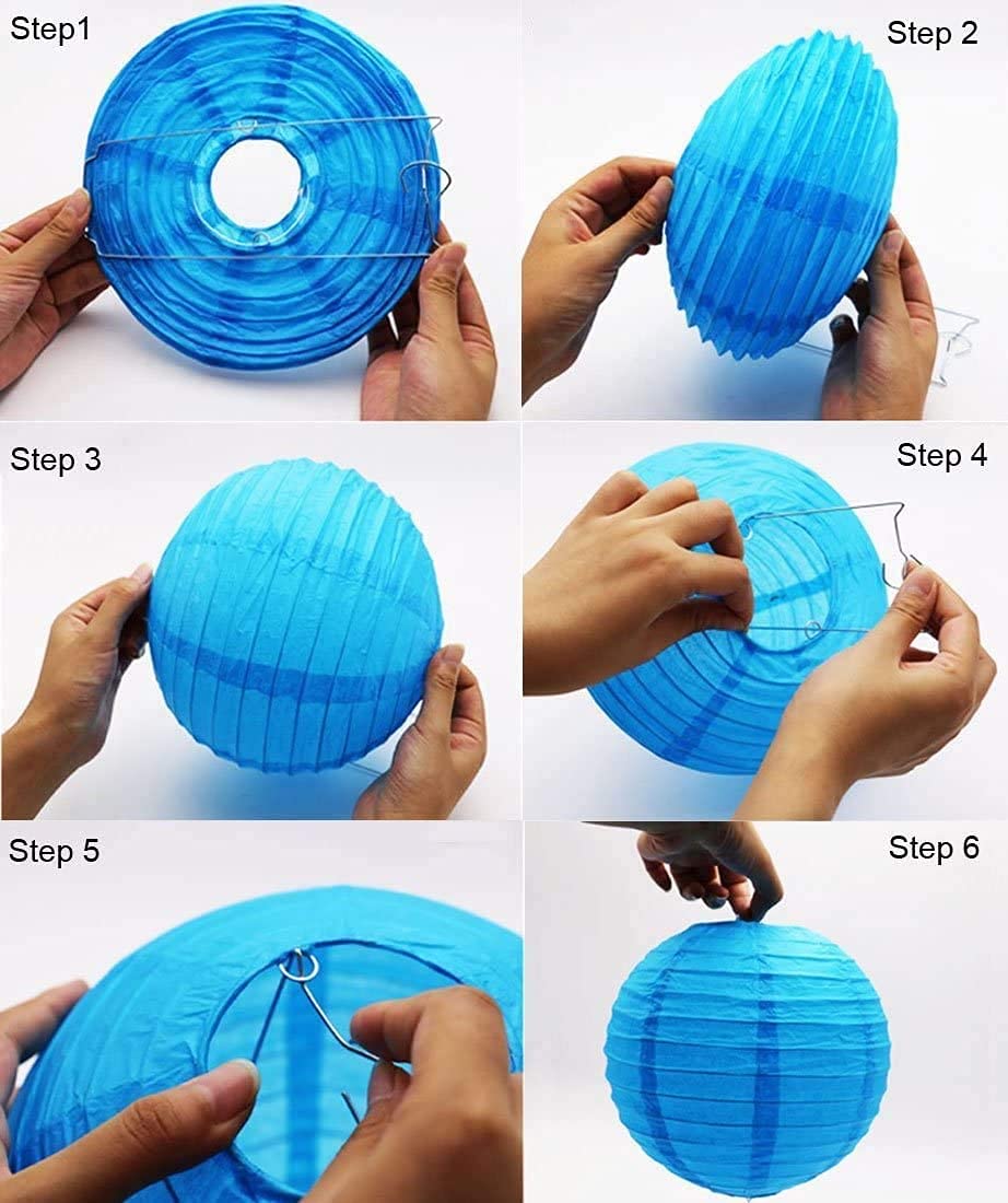 3A Featuretail Hanging Lantern Rice Paper Ball Lamp Shade (12inch, Mix Colour) - Pack of 5
