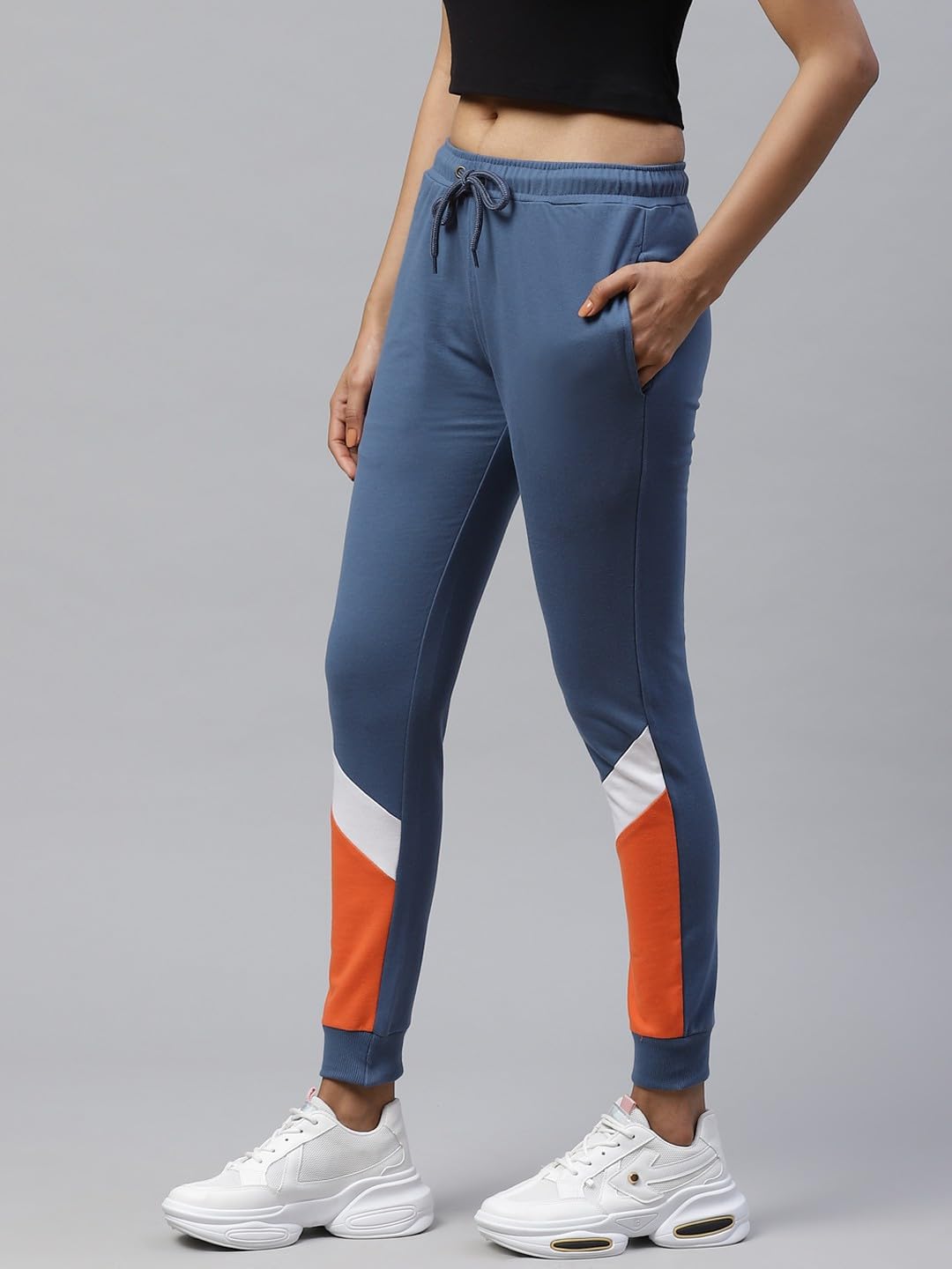 Alan Jones Clothing Women Colorblock Slim Fit Joggers Track Pants