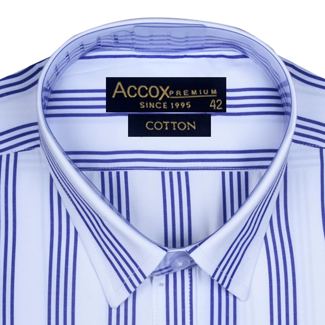 Accox Men's Cotton Striped Formal Shirt (B0CD7XGG2H)