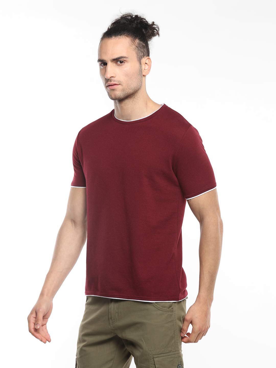 Alan Jones Clothing Men's Double Collar Round Neck Regular Fit T-Shirt-2