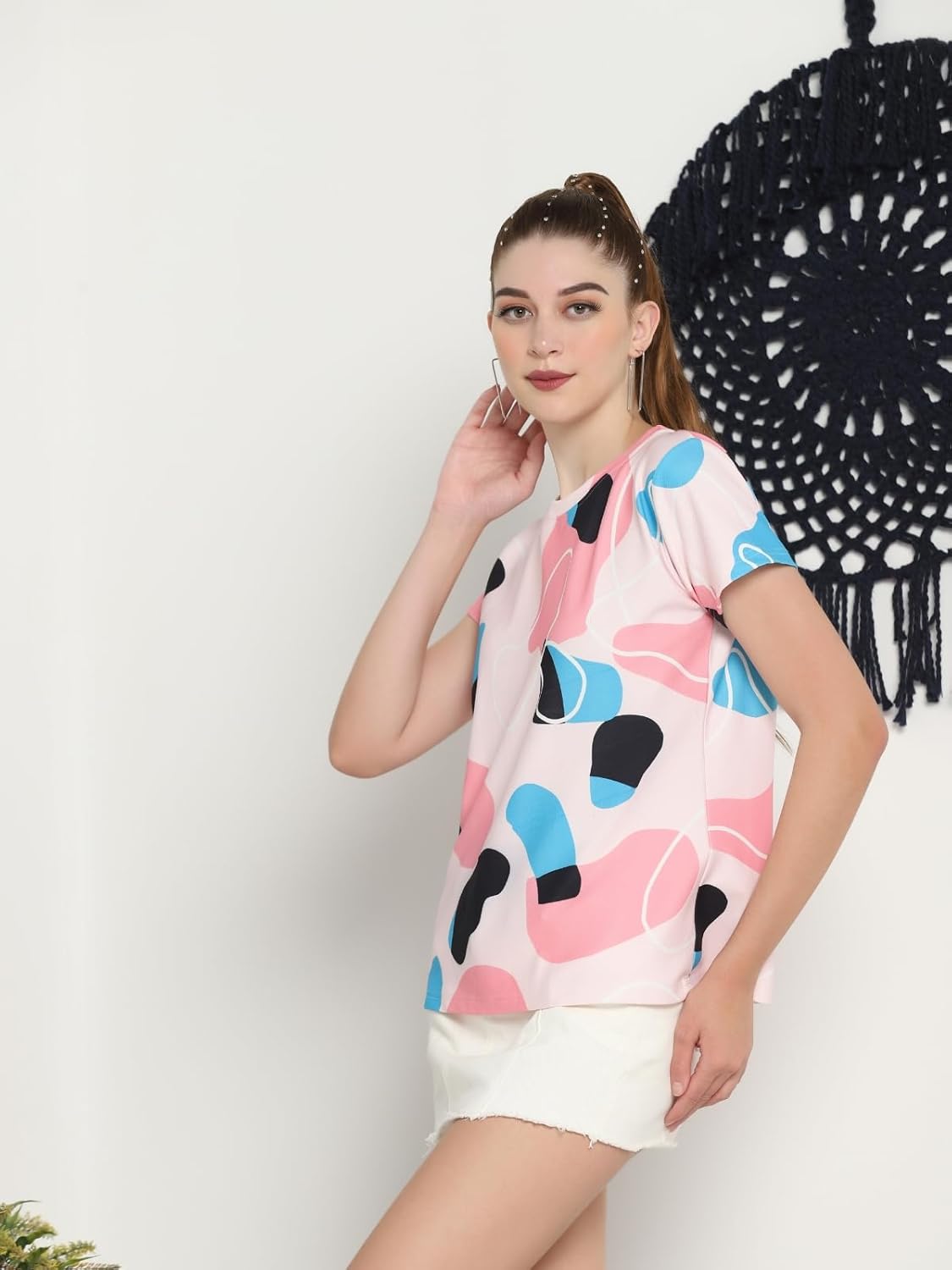 GRECIILOOKS Korean Crop Formal Tops Shirt for Women Regular Fit