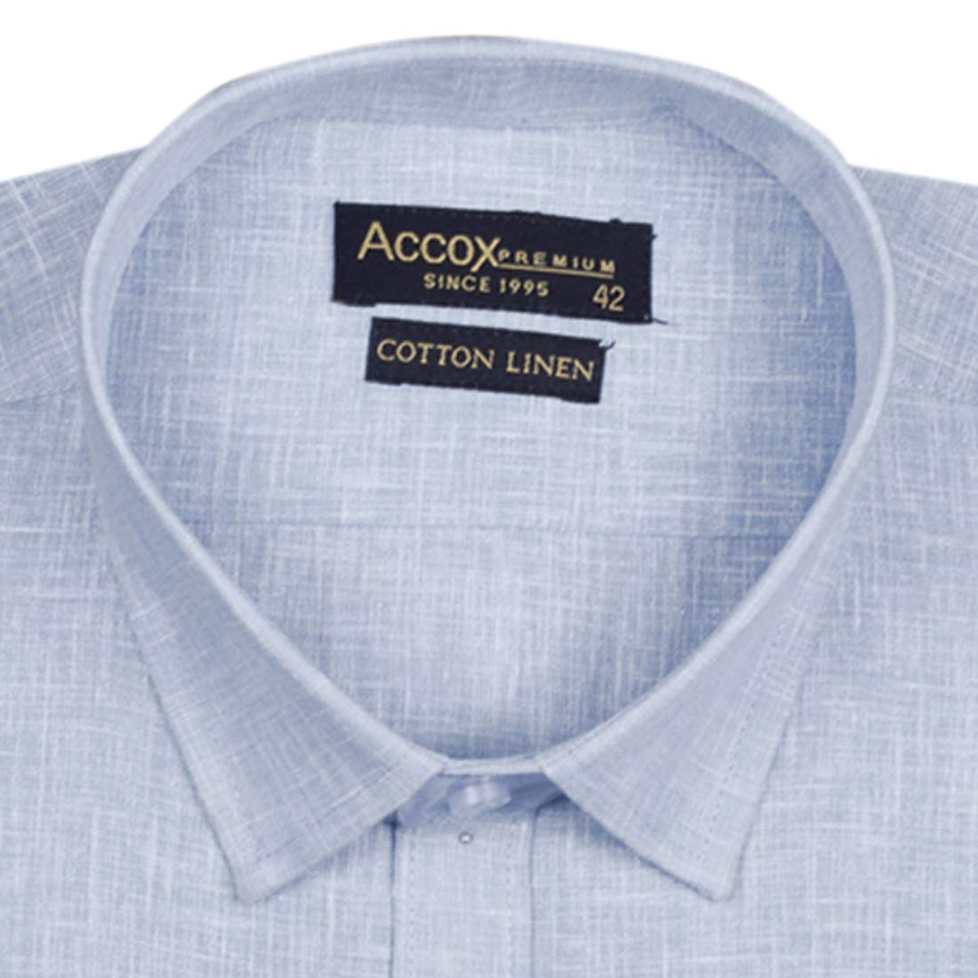 Accox Men's Cotton Linen Plain Formal Shirt (B0DFCT69XG)