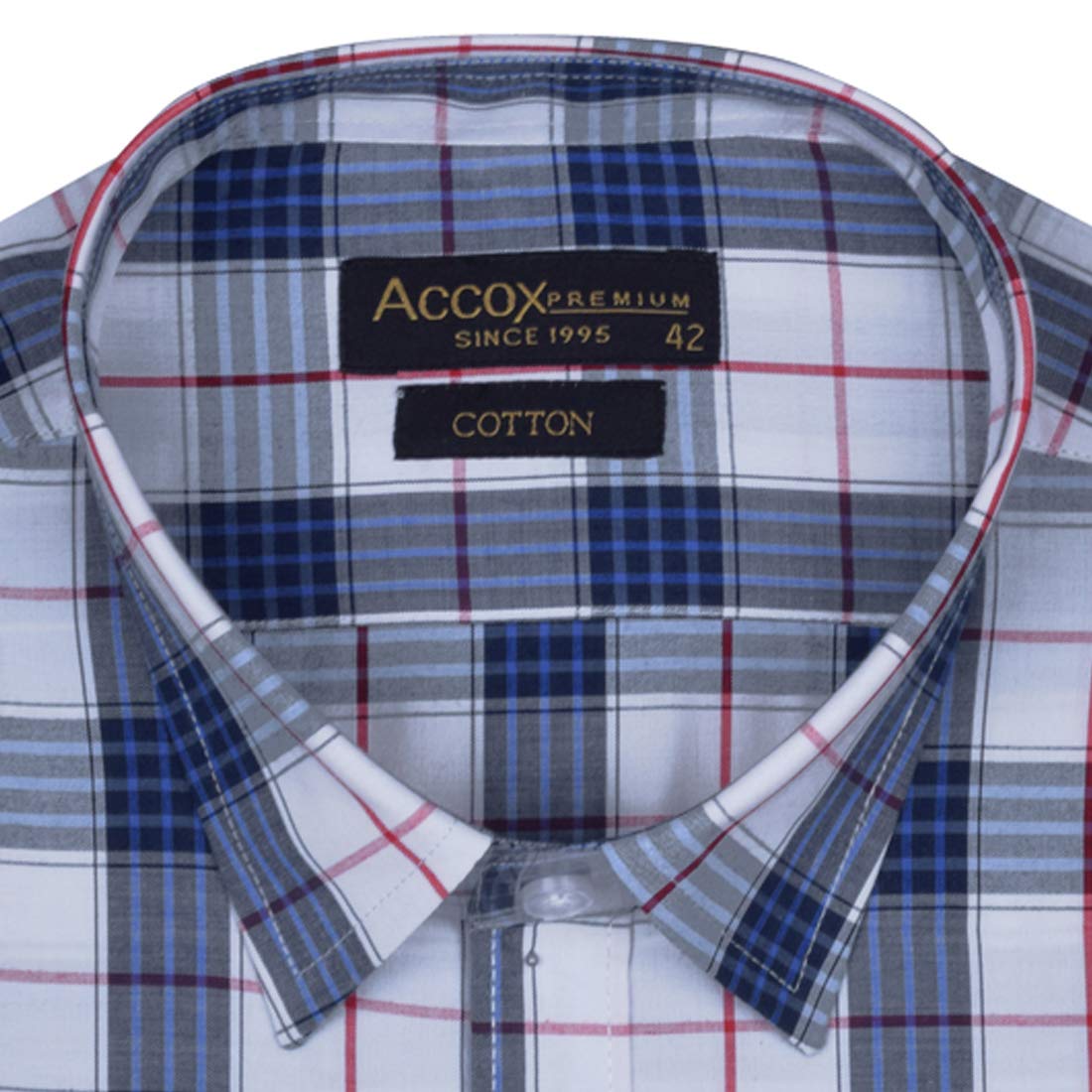 Accox Men's Cotton Checkered Formal Shirt (B08SBL5TZH)