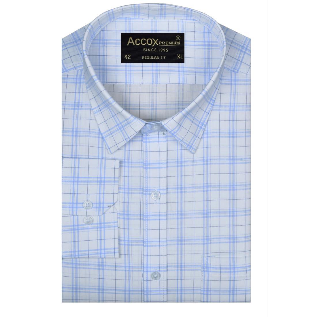ACCOX Men's Breathable Cotton Full Long Sleeves Checkered Regular Fit Formal Shirt for Men (O_GCR396)