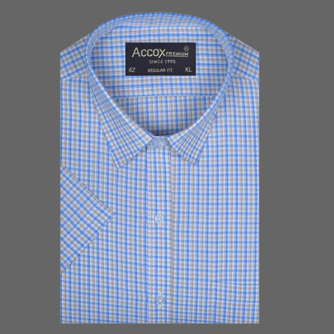 ACCOX Men's Breathable Cotton Half Sleeves Checkered Regular Fit Formal Shirt for Men (O_GCR406)
